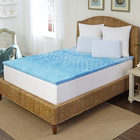 Arctic Sleep by Pure Rest 5 Zone Marbleized Gel Memory Foam Topper-F, 1.5 inch, Blue