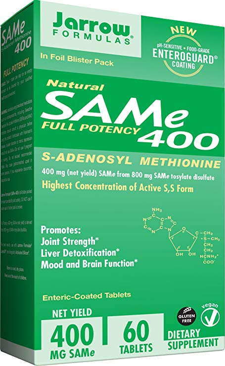 Jarrow Formulas SAM-e, Promotes Joint Strength and Mood, 400 mg, 60 Enteric-Coated Tabs