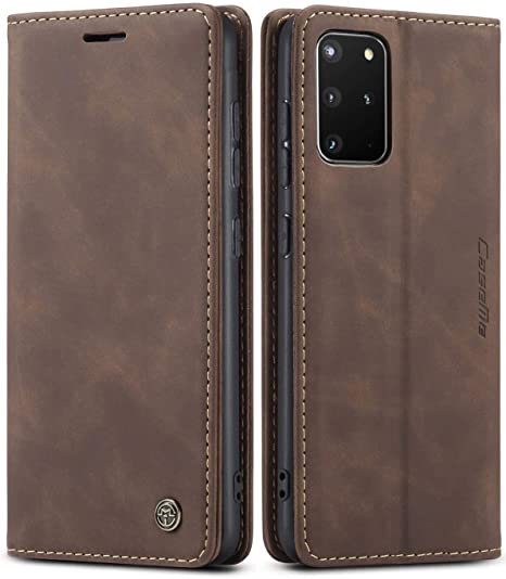 SINIANL Samsung Galaxy S20 Plus Case, Galaxy S20 Plus Leather Case, Vintage Wallet Case Book Folding Flip Case with Kickstand Card Holders Slots Protective Cover for Galaxy S20 Plus / S20  Coffee