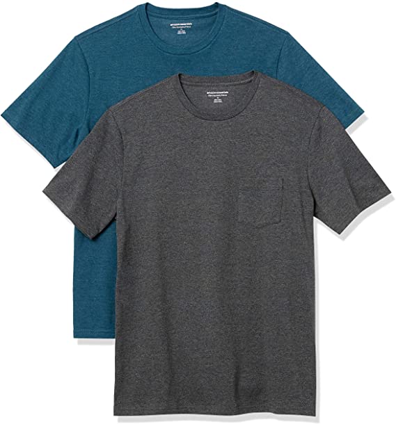 Amazon Essentials Men's Standard 2-Pack Slim-fit Crewneck Pocket T-Shirt