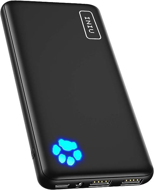 Power Bank, INIU Ultra Sottile & Leggero Powerbank 10000mAh Doppia Uscita 3A ad Alta Velocità, Porta USB C da Esterno Caricatore Portatile di Torcia per iPhone 15 14 13 12 Pro Max X 8 Samsung Huawei