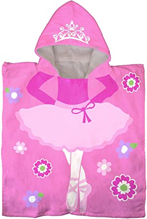 Jay Franco Trend Collector Ballerina Kids Bath/Pool/Beach Hooded Poncho Towel - Super Soft & Absorbent Cotton Towel, Measures 22 Inch x 22 Inch