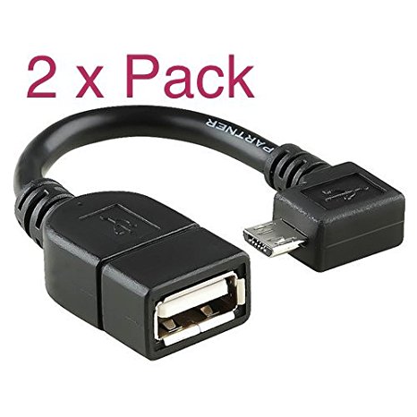 SANOXY (2 PACK) 90 Degree Micro USB to USB 2.0 OTG (On-The-Go) cable adapter (2 PACK)