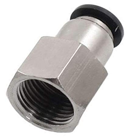 Utah Pneumatic Push to Connect Air Fittings 1/4" Od 1/4" Npt Female Nylon & Nickel-Plated Brass Pneumatic Fittings Air Line Fittings Straight Union Fitting PTC Pneumatic Connectors (Pack of 10 Pcf)