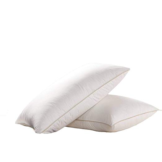 Egyptian Bedding Goose Down Pillow - 1200 Thread Count Egyptian Cotton, Medium Firm, King Size, Set of 2