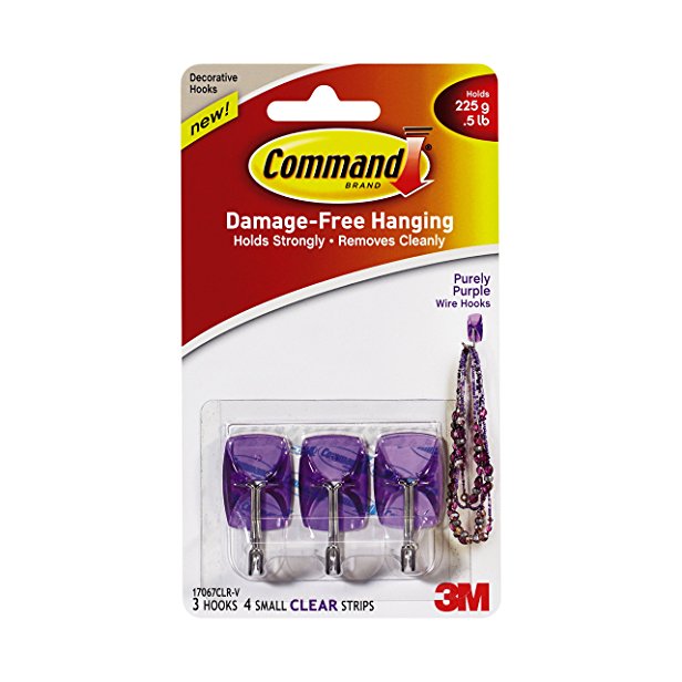 Command 17067CLR-VES Purely Purple Small Wire Hooks