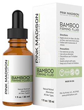 SKIN TIGHTENING Bamboo Firming Fluid BEST FACE FIRMING SERUM Vegan Organic Bamboo Serum + Coconut extract - Powerful active age firming product making skin appear Taut + Lifted through increased Collagen & Natural Retinol Alternative. All skin types especially mature. Use on Face Skin Body to Plump & Hydrate dull skin. Satisfaction 100% GUARANTEED, 1oz