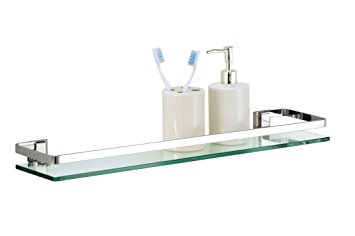 Organize It All Wall Mounting Glass Shelf with Chrome Finish and Rail