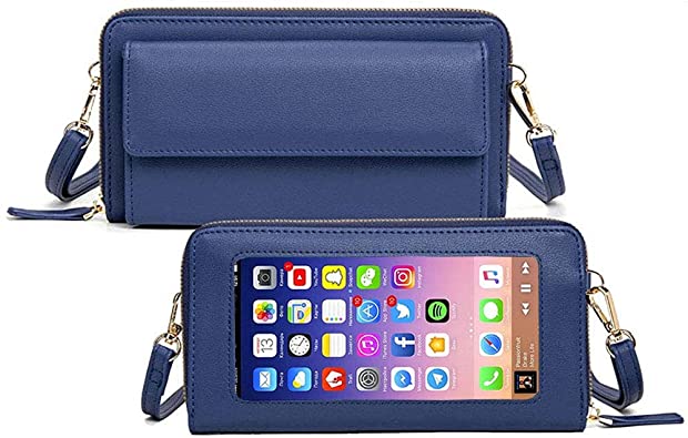 Women leather Wristlet Shoulder Crossbody Phone Bag, RFID Blocking Cell Phone Wallet Purse Handbags with Credit Card Slots