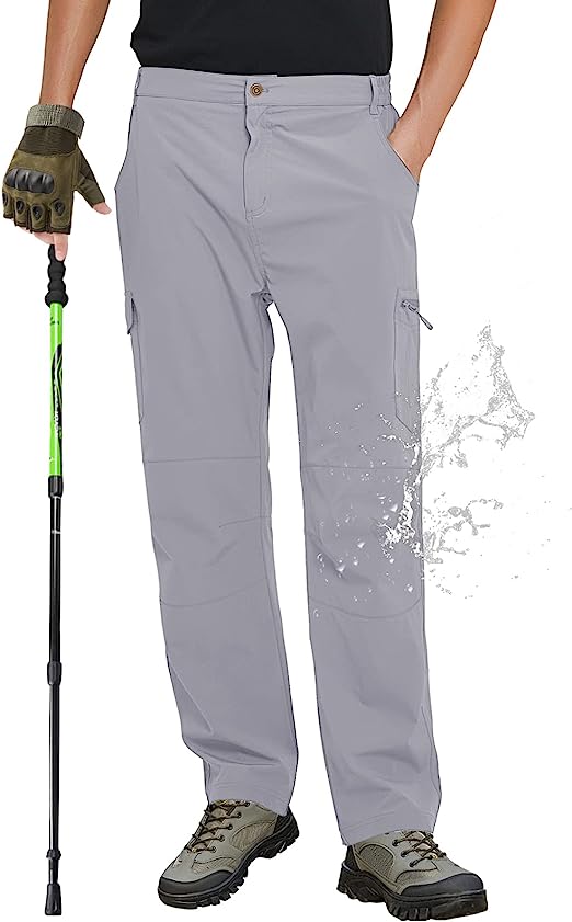 FEIXIANG Hiking Pants for Men, Outdoor Cargo Tactical Waterproof Quick Dry Pants Climbing Multi-Pocket Work Trousers