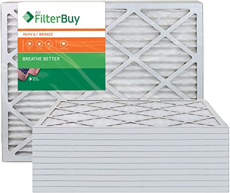 AFB Bronze MERV 6 16x24x1 Pleated AC Furnace Air Filter. Pack of 12 Filters. 100% produced in the USA.