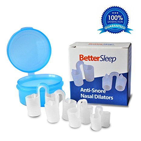 Better Sleep Anti Snore Nasal Dilators - Best Anti Snoring Device for Nasal Congestion, Stuffiness, Deviated Septum and Mouth Breathers - Made from medical grade FDA Approved Soft Silicone