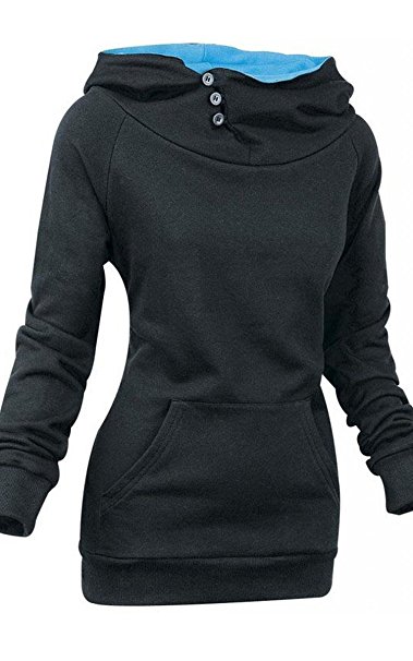 Ecowish Women's Draw String Pockets Beam Waist Cotton Pullover Hoodie