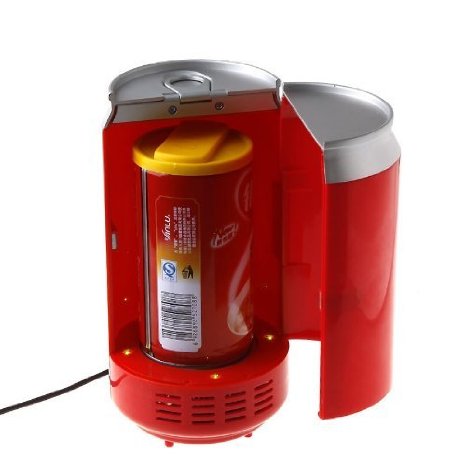 Neon® Red Mini Portable Can-Shaped USB Fridge Beverage Drink Cans Cooler and Warmer (Red 2)
