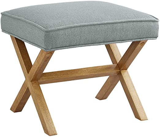 Amazon Brand – Rivet Mid-Century Modern X Stool Ottoman Chair, 20" W, Gray