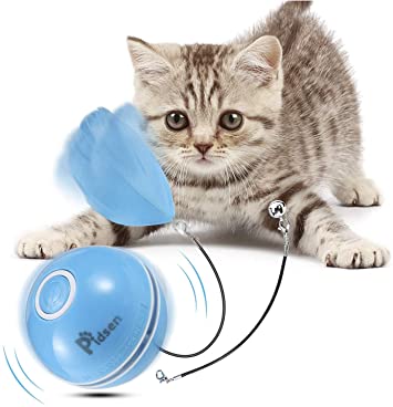 Pidsen Toys Cats Balls, Cat Ball, Interactive Toy Kitten Charging USB Automatic Swivel Ball, 360 Degree Electric Ball with LED Light for Domestic Animal Cats
