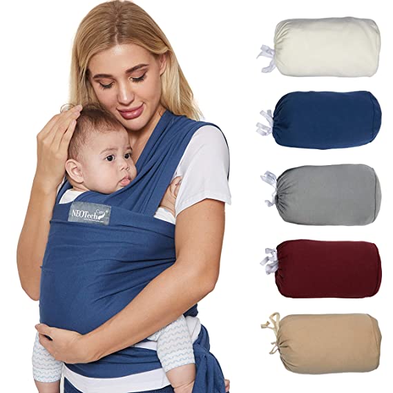 Neotech Care Baby Wrap Carrier - Cotton - Breathable & Adjustable - for Infant, Newborn, Child, Toddler (Blue)