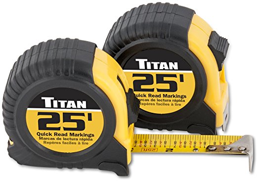 Titan Tools 10901 25' Quick-Read Tape Measure (2 Pack)