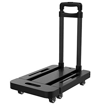 Upgraded 2020 Multifunctional Folding Hand Truck Dolly Cart with Carrying Capacity up to 440LBS. 6 Wheels, 360 Rotating Platform Trolley Cart for Shopping, Moving, Travelling, Luggage, Auto and Office