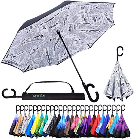 Reverse Inverted Inside Out Umbrella - Upside Down UV Protection Unique Windproof Brella That Open Better Than Most Umbrellas, Reversible Folding Double Layer, Suitable for Golf, Car, Women and Men