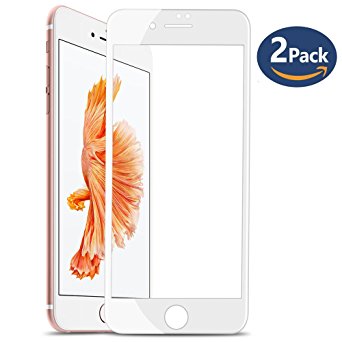 iPhone 7 Plus Screen Protector, [2 PACK] JACNITAD iPhone 7 Plus Tempered Glass Full Coverage HD Ultra Clear Film Anti-Bubble 3D PET [Soft Edge Hybrid] for iPhone 7 Plus (White)