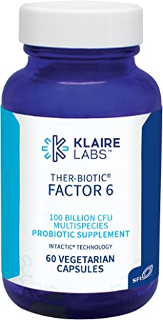 Klaire Labs Ther-Biotic Factor 6 Probiotic - Ultra-Strength 100 Billion CFU Probiotics for Men & Women - Supports Immune, Digestive & Colon Health - Hypoallergenic, Dairy Free (60 Caps / 2 Pack)