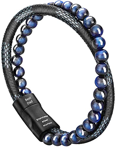 murtoo Essential Oil Bracelet Adjustable, Mens Beads Bracelet Lava Rock Stone Bracelet Perfume Diffuser Bracelet, 7-9 Inches