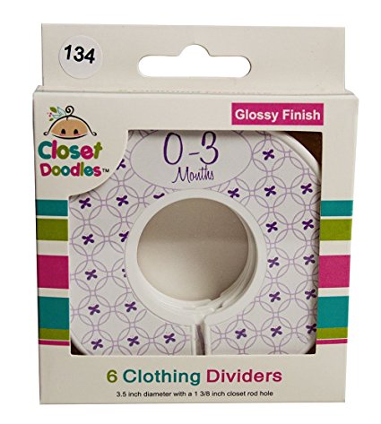Closet Doodles C134 Purple Baby Girl Closet Dividers Set of 6 Fits 1.25inch Rod