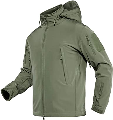 TACVASEN Men's Tactical Concealed Hooded Softshell Fleece Military Jacket Coat