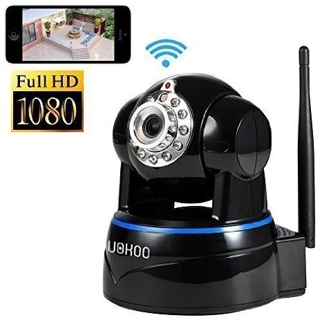 IP Camera, Uokoo 1080p WiFi Security Camera Built-in Microphone, Pan/Tilt with 2-Way Audio, Night Vision, Baby Video Monitor Nanny Cam, Motion Detection Wireless IP Webcam (Black-1080P)