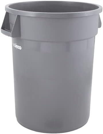 Winco Heavy-Duty Round Waste Container/Trash Can, 32 Gallon, Gray