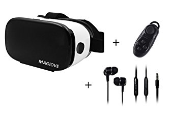 MAGIOVE 3D VR Glasses Virtual Reality Headset Mobile Phone 3D Movies for iPhone   Stereo Headphone   Gamepad Remote Controller