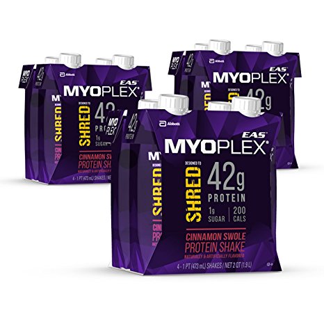 EAS Myoplex Shred Protein Shake, 42 Grams of Protein, Cinnamon Swole, 16 ounces, 12 count