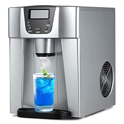 COOLLIFE Compact Countertop Ice Maker Machine with Water Dispenser,Produces 36 lbs Ice in 24 Hours, LED Display (1, 12)