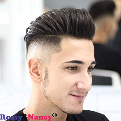 Rossy&Nancy Best European Remy Human Hair Man Toupee Short Natural Black Replacement Hair Pieces Wigs for Men