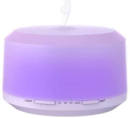 450mL Essential Oil Diffuser [ 8 Colors 17 Night Modes ][4 Timer Setting][ Waterless Auto Shut-off ] Diffuser for essential oils large room