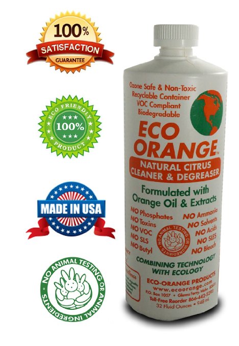 Eco Orange 32-Ounce Concentrate. Strongest All-Natural, All-Purpose Orange Citrus Cleaner. Makes 3-4 GALLONS after dilution. Non-Toxic, Allergy-Free, Eco-Friendly. Safe for Family, Pets.