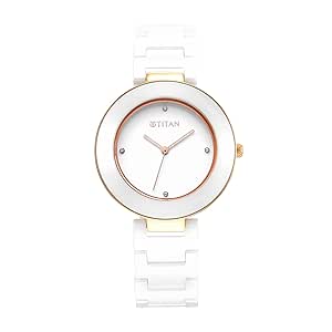 Titan Women Ceramic Analog White Dial Watch-95189Kc01, Band Color-White