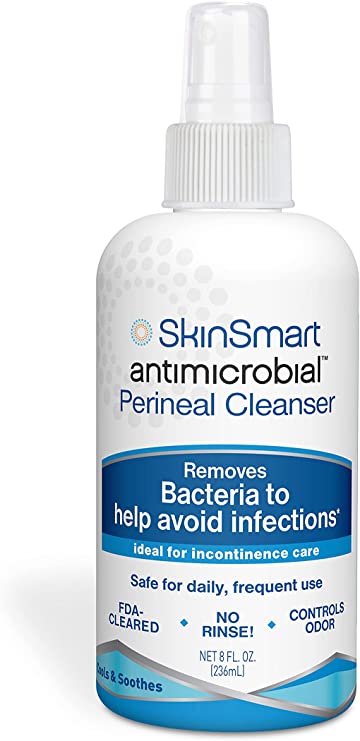 SkinSmart Antimicrobial Perineal Cleanser, Ideal for Incontinence Care and Postpartum, Removes Bacteria, 8 oz Spray