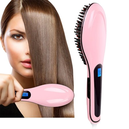 Pentop Hair Brush Dryer Anti Static Fast Hair Straightener Comb Ceramic Iron Brush Anion Hair Massager