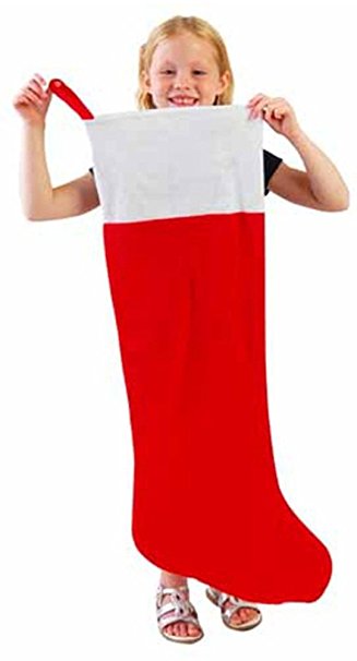 One Red & White Jumbo Oversized Felt Christmas Stocking - 38"