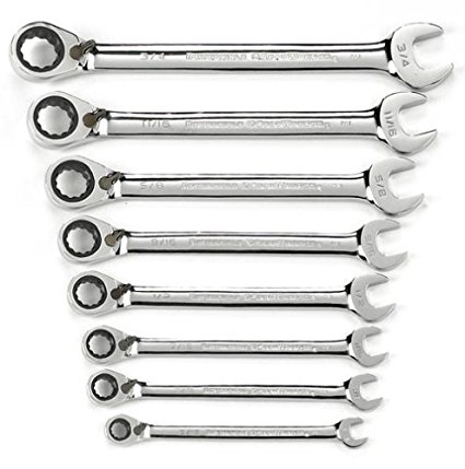 GearWrench 9533 8 Piece SAE Reversible Combination Ratcheting Wrench Set