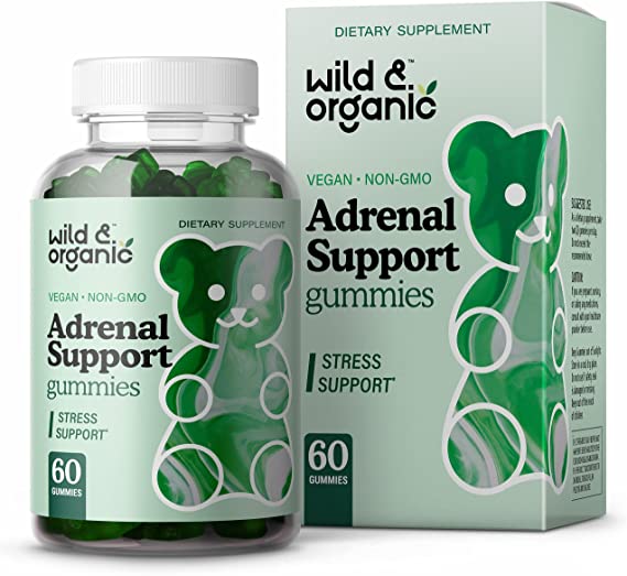 Wild & Organic Adrenal Support Gummies - Nutritional Supplement with Ashwagandha, Rhodiola, Holy Basil Leaf & Astragalus Root - Natural Stress Support & Energy Booster - Vegan, Non-GMO - 60 Chews