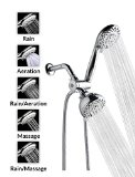 A-FlowTM 5 Function Luxury 4 Dual Shower Head System  Handheld Shower Head and Wall Mount Showerhead Combo 3-Way Shower System Chrome Finish  60 Flexible Hose  Enjoy an Invigorating and Luxurious Spa-like Experience