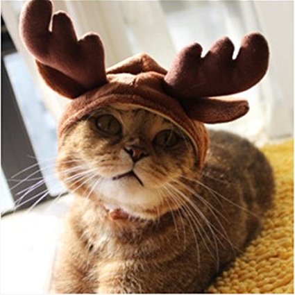 AUCH 1Pc New/Cute Fashion Colorful Pet Dog/Cat Hat Classics Collection Holiday Party Pet Costume Accessory for Christmas Festival(Small, Deer)