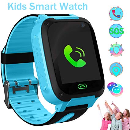 Kids Smart Watch Phone with LBS Flashlight Touch Screen Anti-lost Alarm Smart Watches for Kids Outdoor Activities Toys Birthday Gift(Blue)