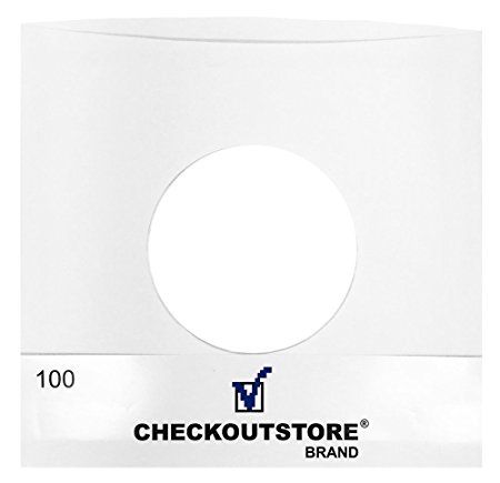 (200) CheckOutStore Paper Record Inner Sleeves With Hole for 7" Vinyl 45 RPM Records (Standard)