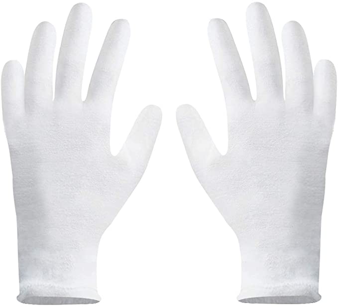 Outee 12 Pairs 7 Inch White Cotton Gloves Moisturizing Gloves Thicker and Resuable Soft Works Gloves for Inspection Protection Hand Spa Gloves Moisture Enhancing Glove