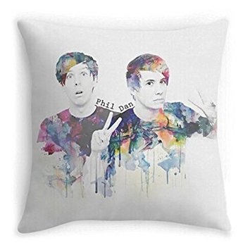 Onker Cotton Linen Square Decorative Throw Pillow Case Cushion Cover 18" x 18" Phil Lester and Dan Howell Good Brothers