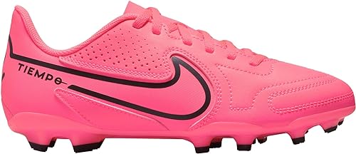 Nike Kids' Tiempo Legend 9 Club FG/MG Soccer Cleats, Pink/Black 600, 5 Big Kid